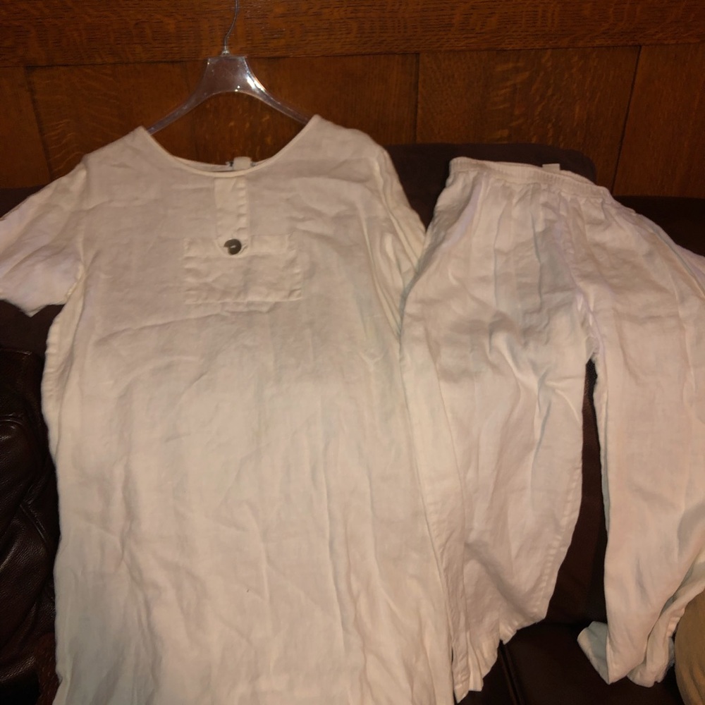 Linen 2pc white suit